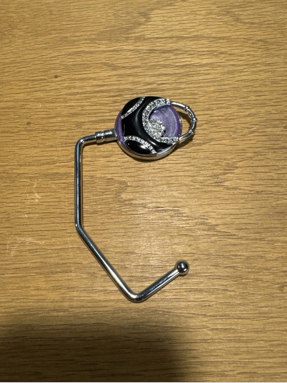 Purple and Black Rhinestone Purse Hook